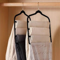 Set 3 perchas antideslizantes terciopelo con 5 divisiones - Negro