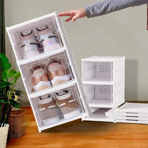 Zapatera plegable organizador de zapatos con tapas y puertas 3 niveles